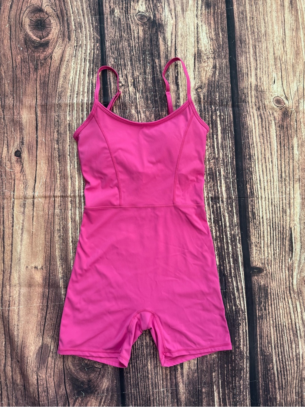 QINSEN Hot Pink Athletic Romper Bodysuit Built In Bra Size Small